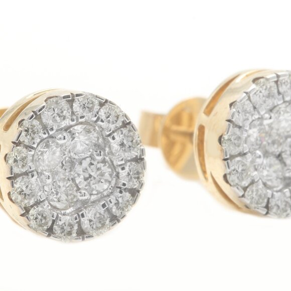 1.07 Carat Natural Diamonds in 10k Solid Yellow Gold Screw Back Stud Earrings - Picture 2 of 7